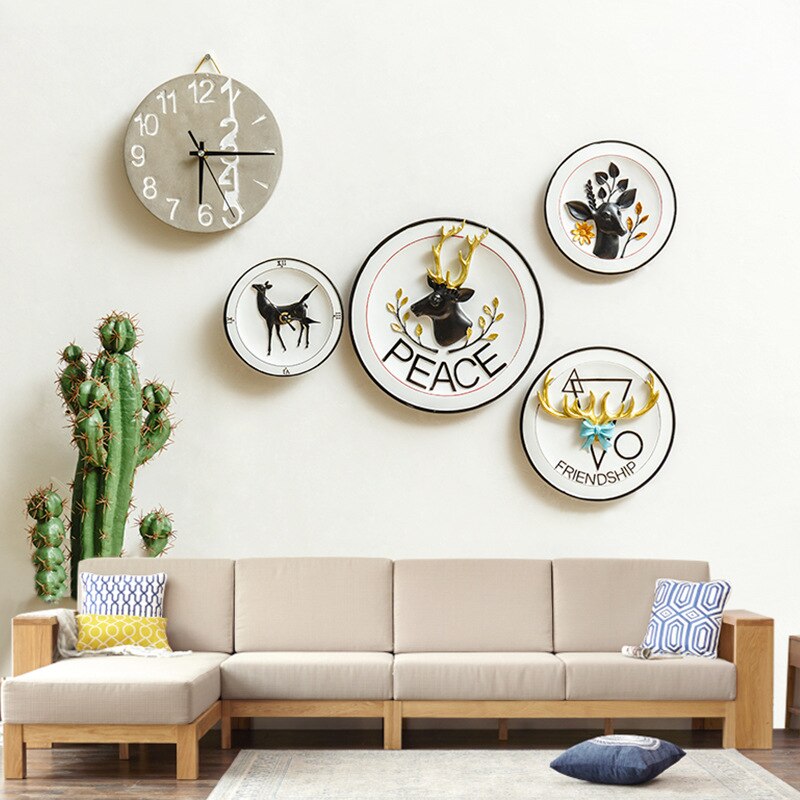 Creatieve hars decoratieve plaat woonkamer slaapkamer gang muur opknoping elanden schilderen decoratieve boord ambachten ornamenten-60140