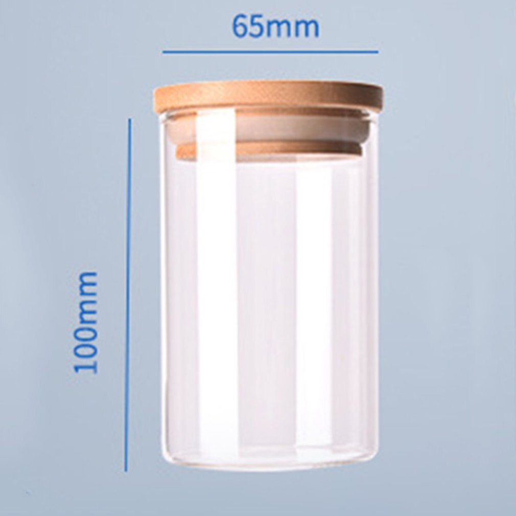Gennemsigtig højborosilikatglas køkken opbevaringsflaske butik mad ingrediens slik kiks opbevaring krukke organisation: 65 x 100 mm