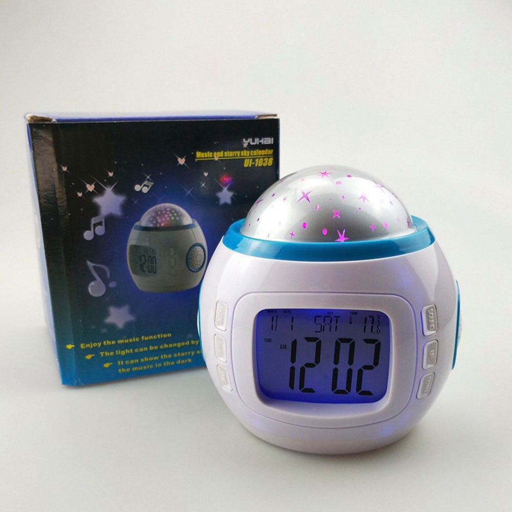 Kleurrijke Nachtlampje Projector Lamp Star Sky Muziek Licht Multifunctionele Gloeiende Wekker Voor Baby Kamer Kinderen nachtlampje
