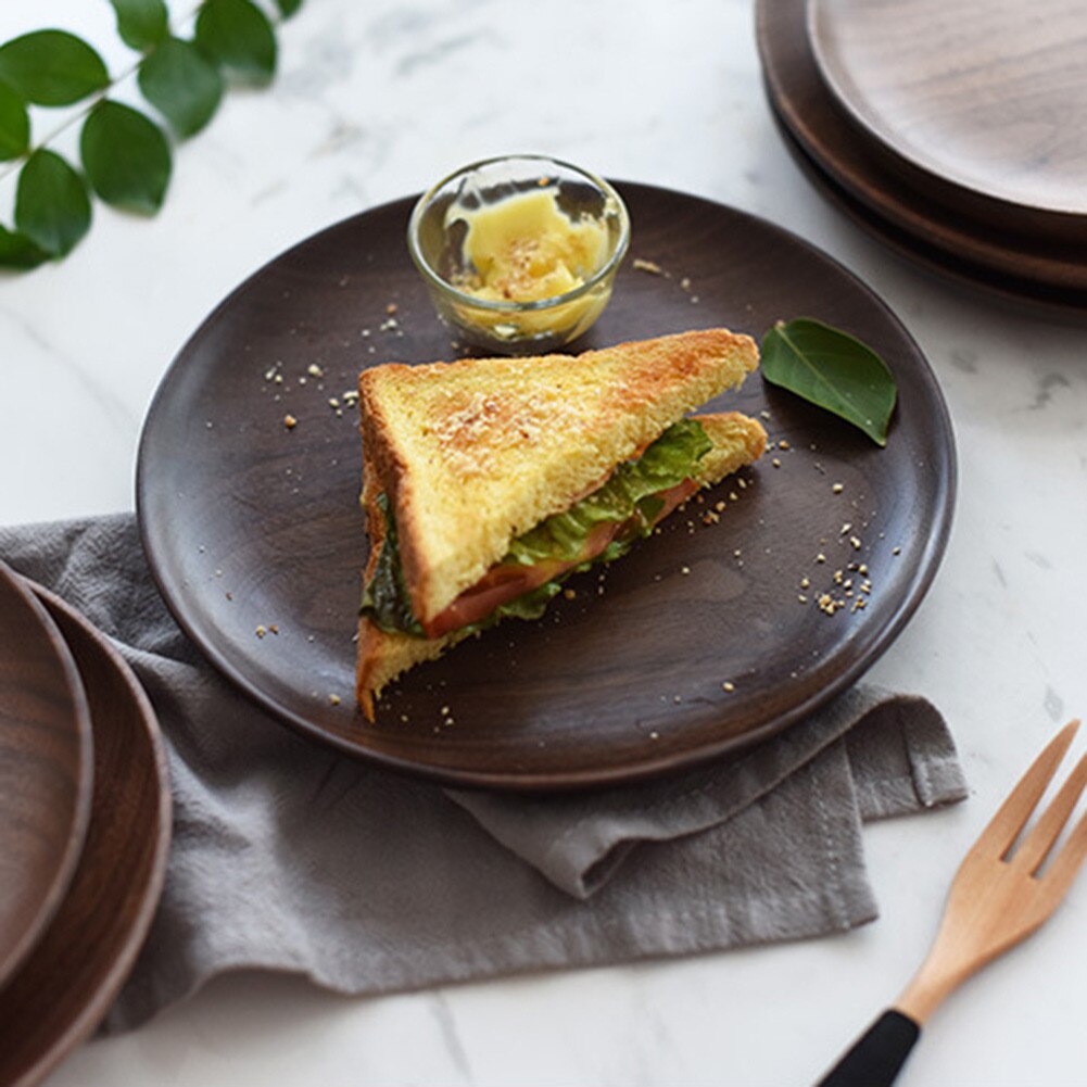 Whole Wood Dishes Dinner Plate Tableware Irregular Oval Solid Wood Table Service Fruit Plate Saucer Tea Tray Dessert 1PC: 20cm