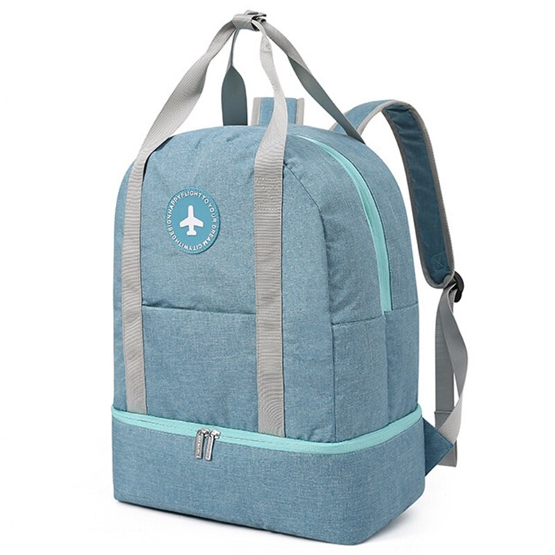 -Men Women Multi-Function Travel Backpack Fitness Bag Travel Large Capacity Waterproof Clothes Shoes Storage Bag: Blue Color