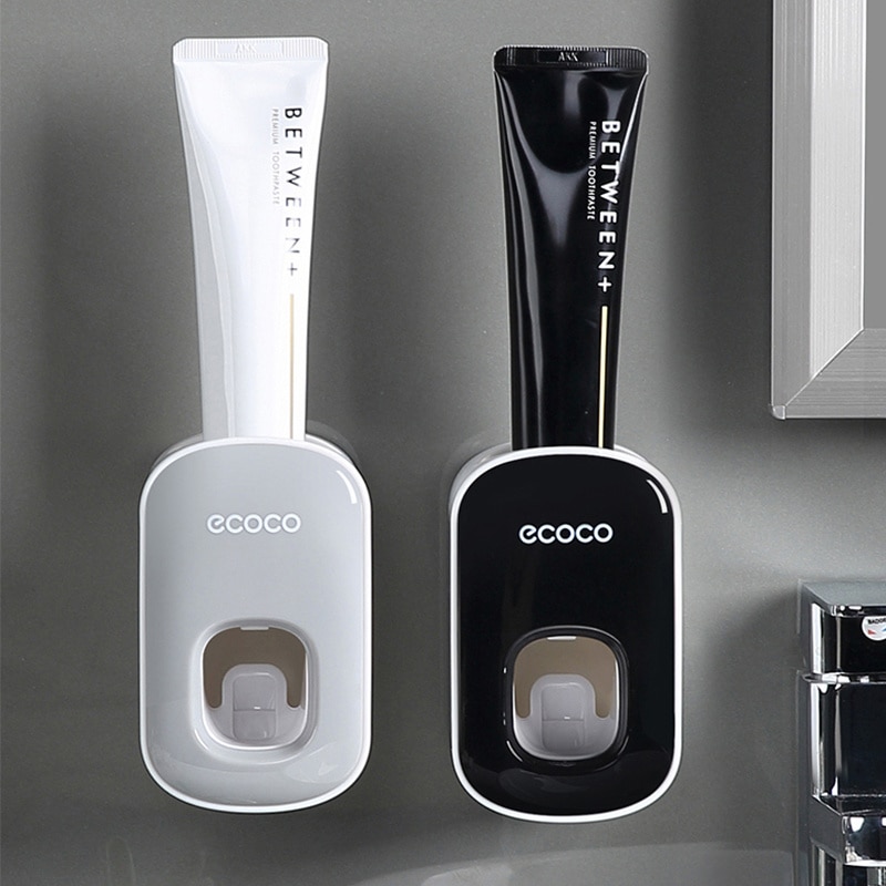 Vægmontering automatisk tandpasta dispenser badeværelse tilbehør sæt tandpasta squeezer dispenser badeværelse tandbørste holder værktøj