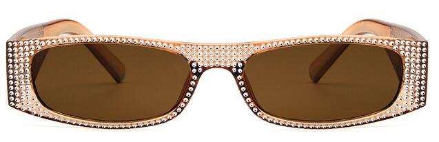 Gafas de sol cuadradas de diamante para mujer, anteojos de sol femeninos de , de tamaño pequeño, de cristal, con degradado, con UV400,: clear tea
