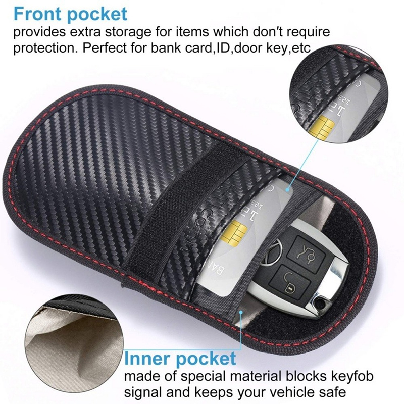 Funda bloqueadora de señal de llave de coche, jaula Faraday, bolsa Fob, bolsa de bloqueo Rfid sin llave, accesorios para coche