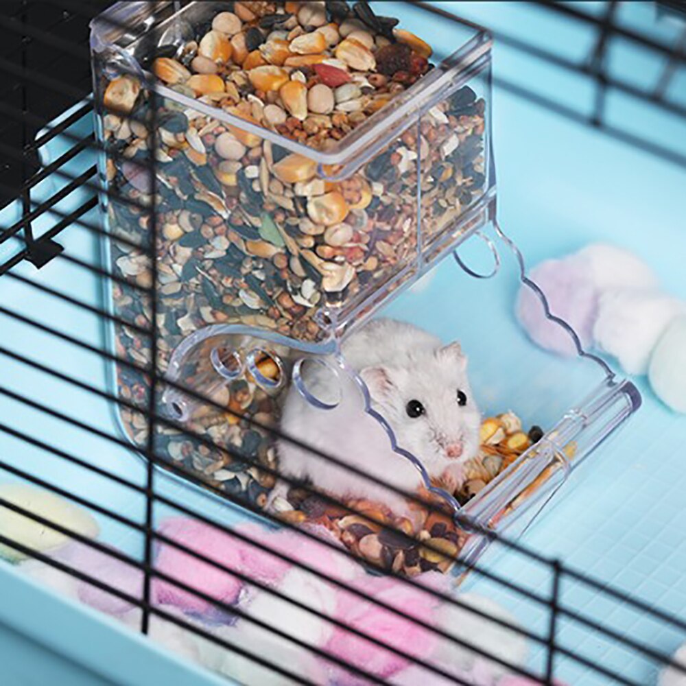 Hamster Rabbit Food Dispenser Feeder Plastic Clear... - Vicedeal