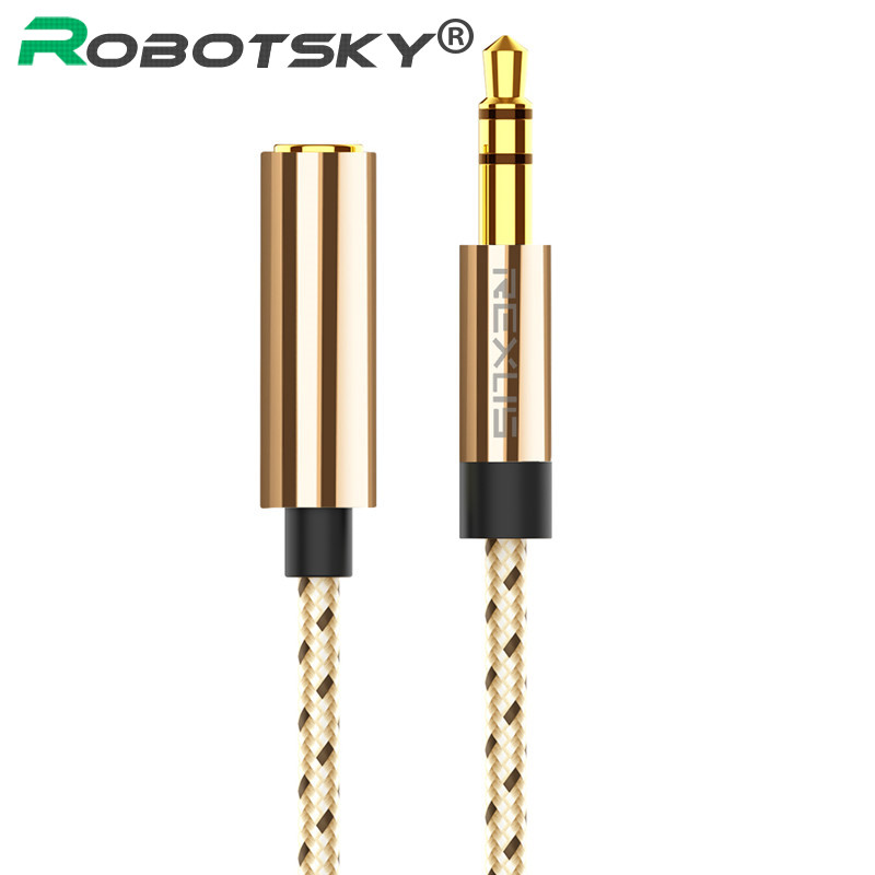3.5mm Male To Female Gold Stereo Audio Headphone Extension Cable Adapter Aux Cord Extender For PC Laptop Phone Car Speaker