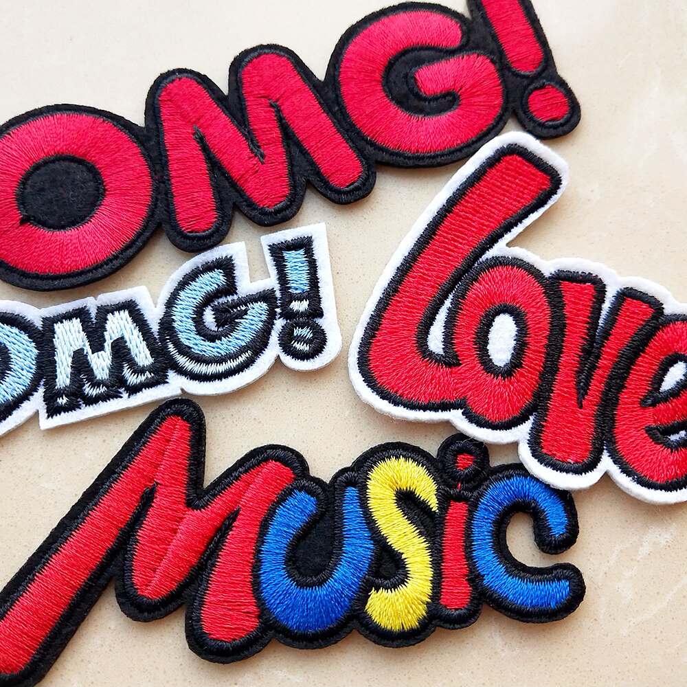 Mode Omg Liefde Muziek Brief Borduurwerk Patches Voor Kleding Ijzer Op Applicaties Stickers Geborduurde Badges Diy Patch