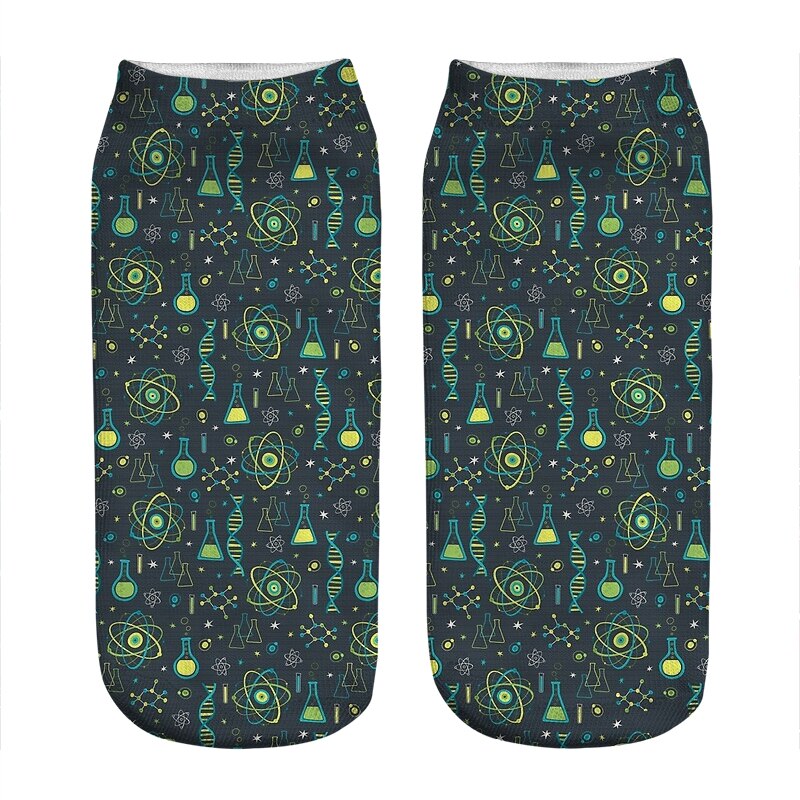 Chaussettes kawaii pour femmes, imprimé de chimie, incroyable, harajuku, drôle, nouveauté, mignonnes, pour filles,