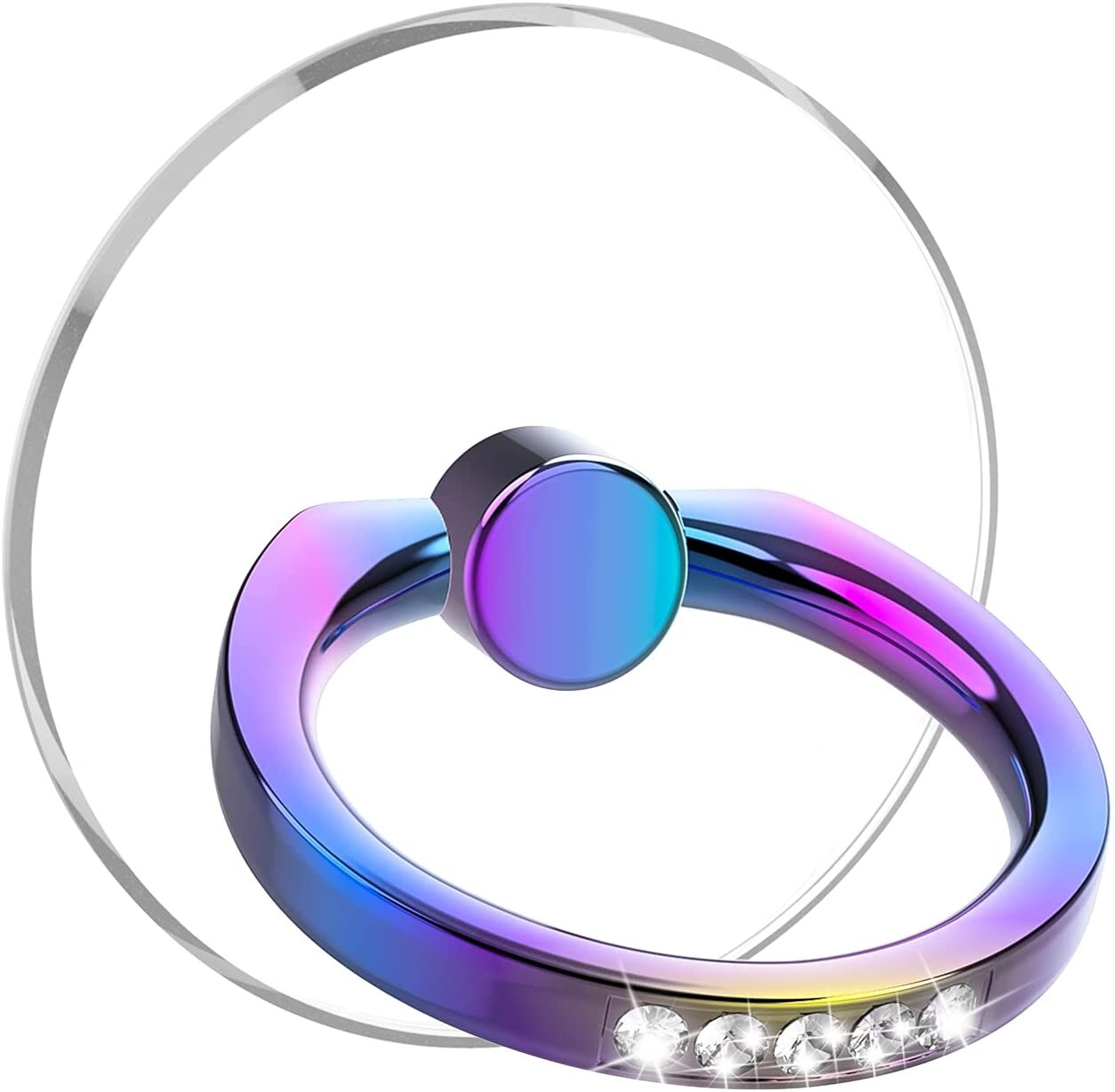 Diamentowy uchwyt na telefon komórkowy stojak przezroczysty uchwyt na palce wyczyść 360 ° stopni obrót Kickstand kompatybilny iphone: Colorful
