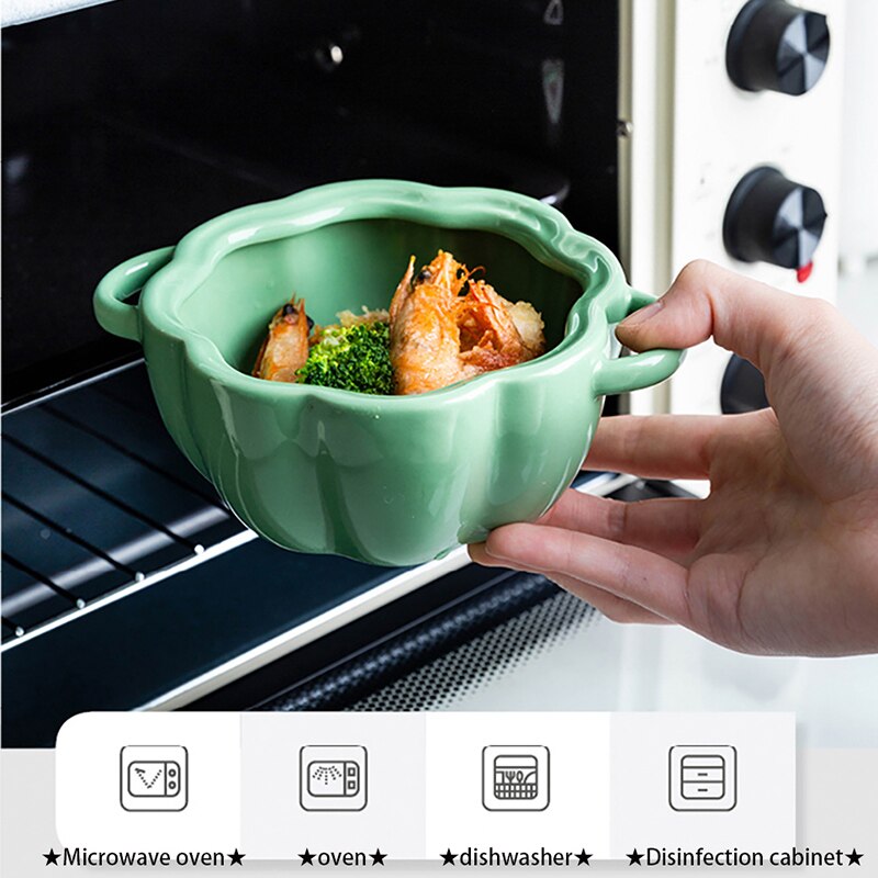 Tigela de cerâmica para assar, 400ml, formato de abóbora, jarra com tampa, sopa de salada, utensílios de cozinha, decoração de doces de casamento, organizador de halloween