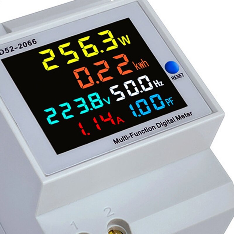 Digital Energy Meter Multifunction Din Rail Power Meter LED Display 40-300V/ 250-450V Power Factor Meter M4YD