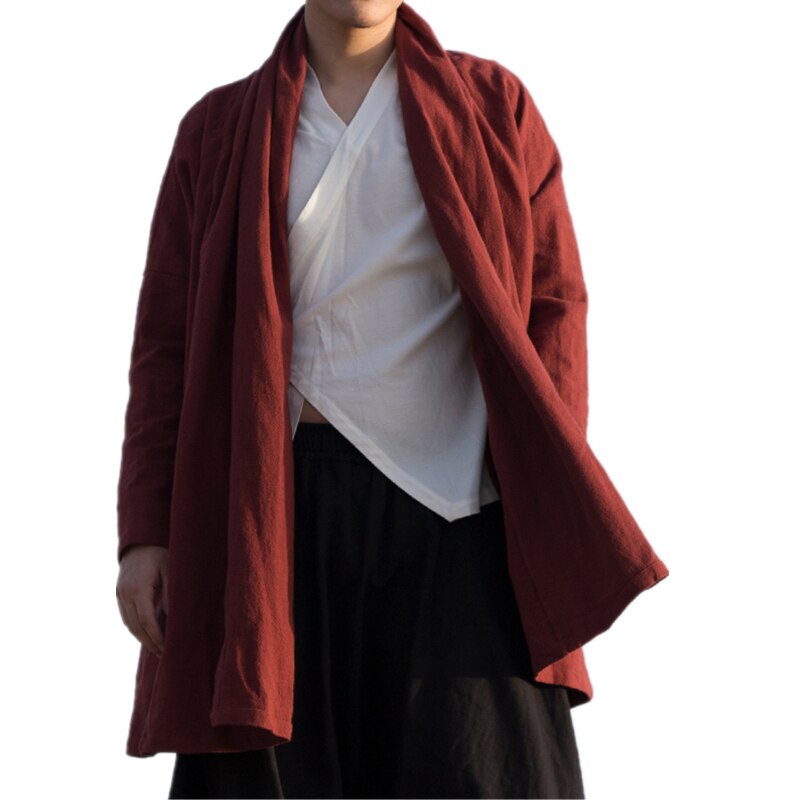 Traje chino de estilo antiguo Hanfu para hombre, ropa de algodón y lino, capa, ropa Retro, Zen, vestido de ,