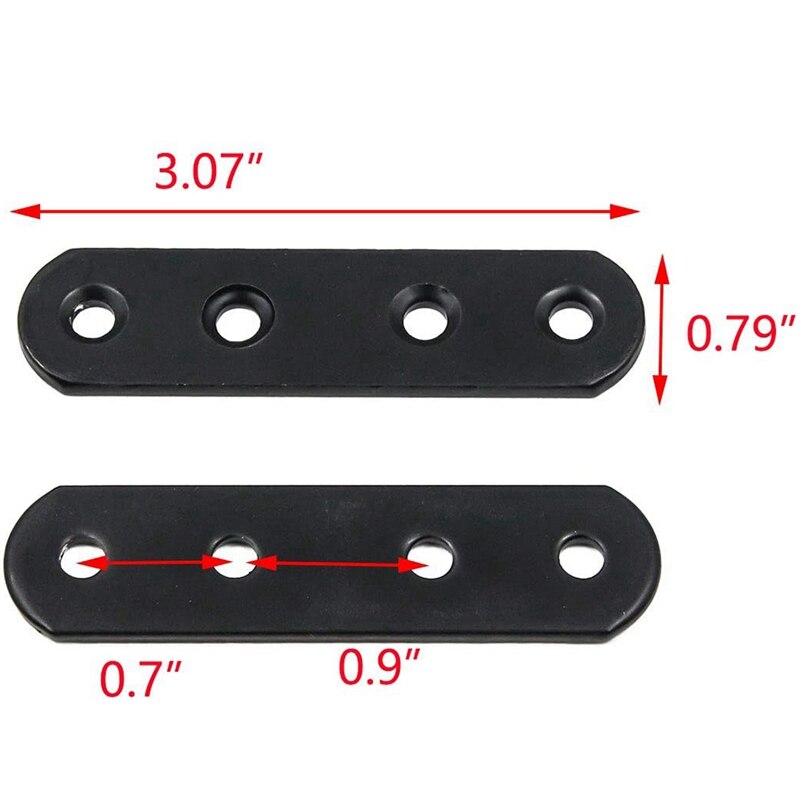 Metal Straight Bracket 4-Hole Flat Mounting Bracket Angle Support Metal Corner Bracket with Mounting Screws