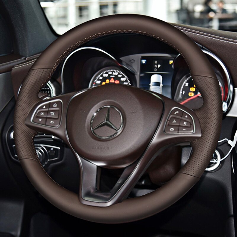 Voor Mercedes-Benz E300L C260L GLC300 Gle S350L Diy Custom Bruin Lederen Speciale Auto Stuurhoes: 03