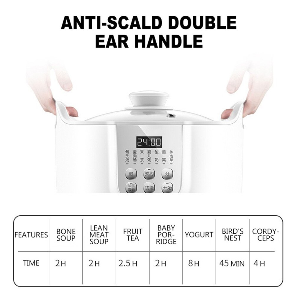 Electric stew pot white porcelain water-proof bird's nest stew pot