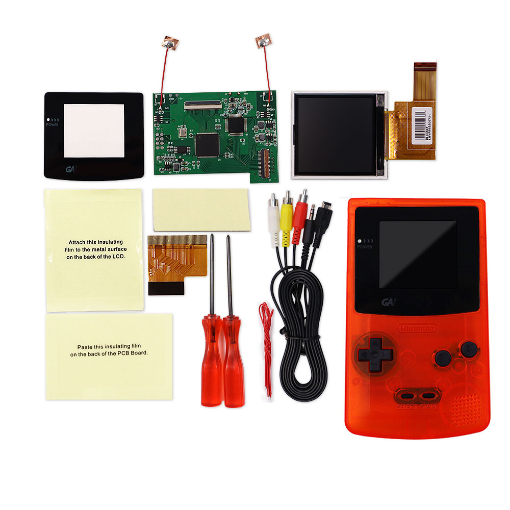 TV Version 2.2 inches GBC LCD High Brightness LCD Screen TV Out for Gameboy COLOR GBC - No Need Shell Cutting: Clear orange