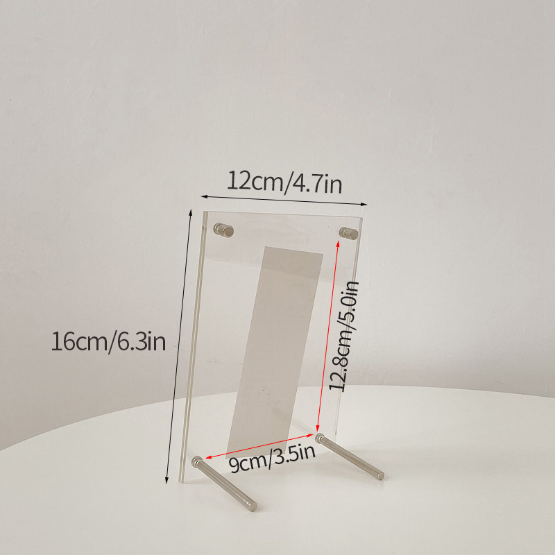 Cadre Photo en acrylique Transparent, magnétique Double face, porte-carte Photo idole, ornement de bureau, porte-carte Photo: Gris foncé