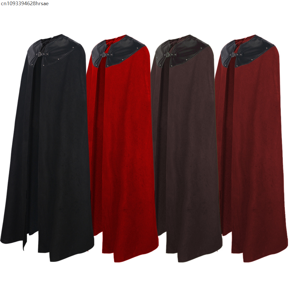 Mantello medievale uomo donna mantello vintage gotico mantello nero medievale cavalieri vichinghi costume halloween cosplay vestiti