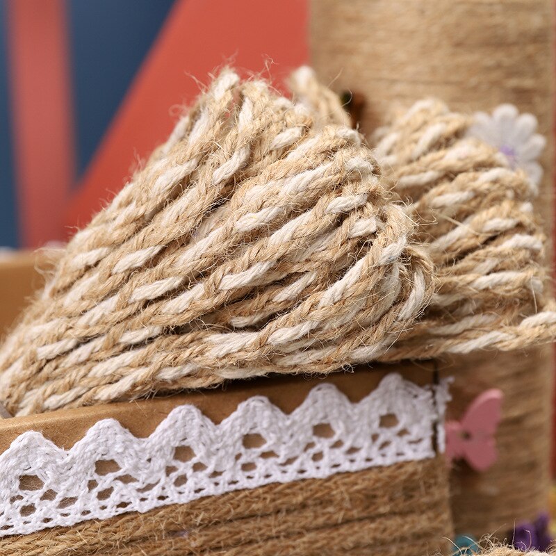 5mm/5m Weave Burlap Hessian Jute Twine Cord Hemp Rope String Packing Wedding Party Christmas Festival Decoration Handcraft