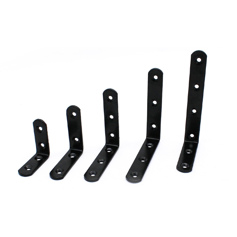 6pcs/set Thickened L-Shaped Corner Brackets 90 Degree Shelf Bracket Connector Iron Angle Code Hardware Tool Steel Corner Brace
