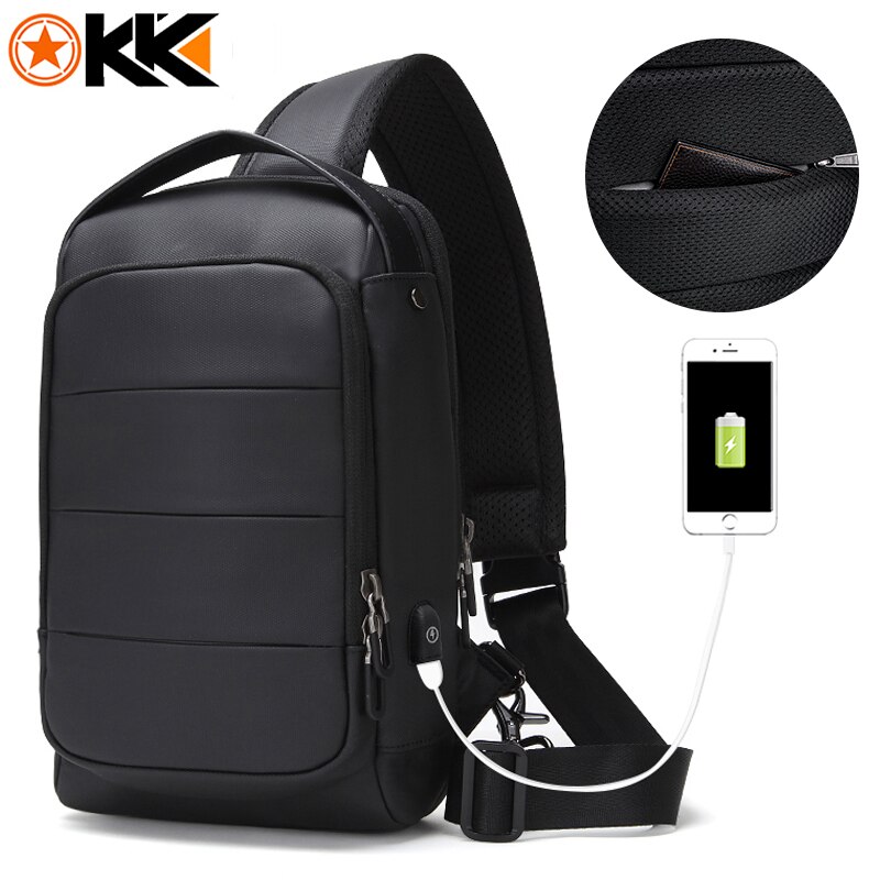 KAKA Waterdichte Grote capaciteit Mode Mannen Sling Bag Fit voor 9.7 inch Crossbody Korte Trip Mobiele Telefoon Tas