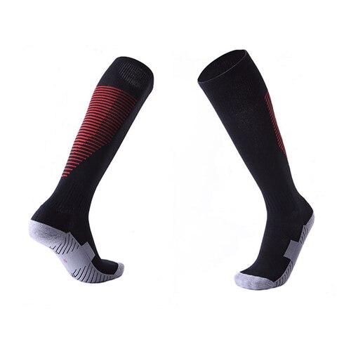 Wintersport skisokken heren dames thermische ski lange sokken outdoor mtb fietsen hardlopen voetbal kousen zwart rood: Zwart rood