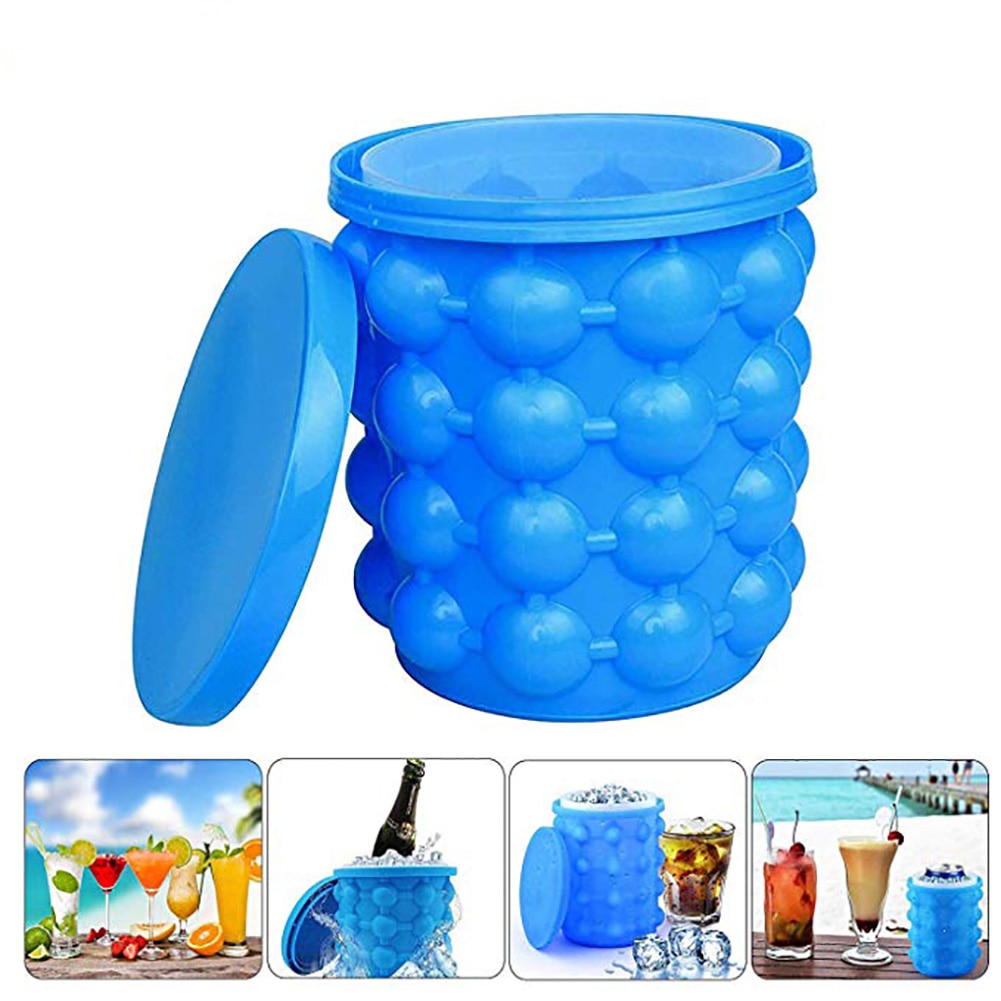 Cubeta de hielo de silicona, molde para hacer cubitos de hielo de alimentaria, cubitos de hielo de silicona, cubeta de hielo ahorradora de espacio, bandeja de hielo, herramienta