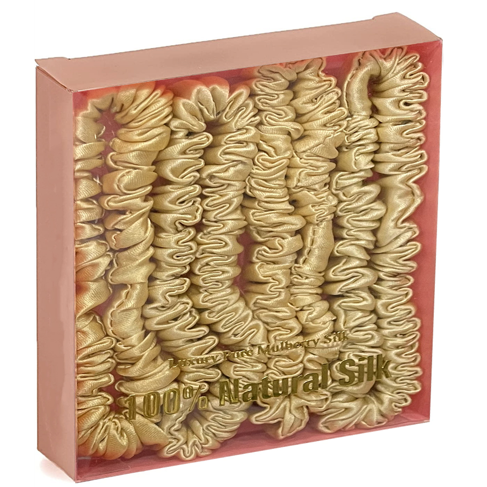 3/4Pcs Box Moerbei Zijde Haar Chouchou Handgemaakte Haarbanden Vrouwen Meisje Haaraccessoires Pure Kleur Natuurlijke hairties