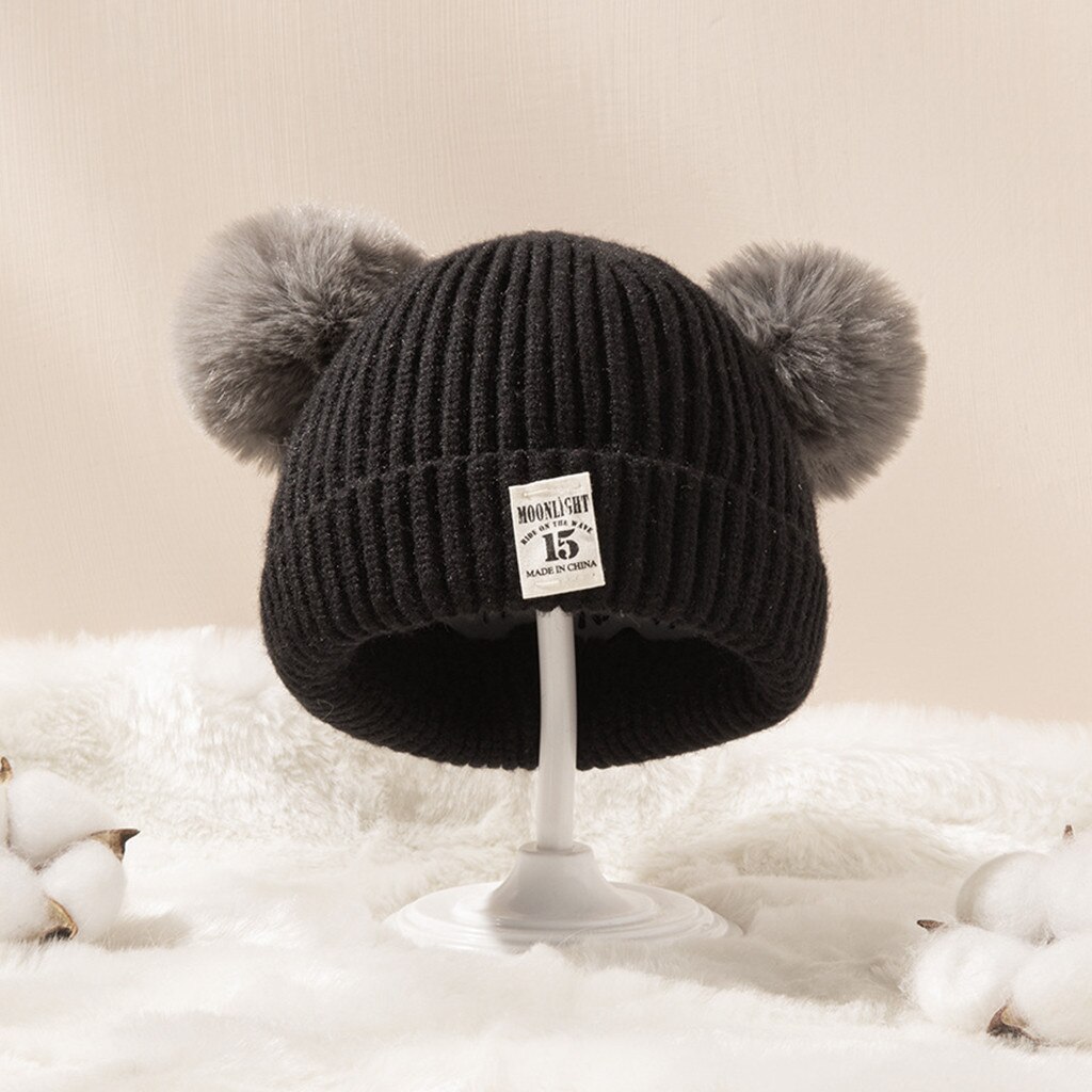 #40 Baby Pom Pom Hat Infant Kids Beanie For Boys Girls Cap Doll Knitted Winter Warm Hats For 1-5 Years Czapka Zimowa: B