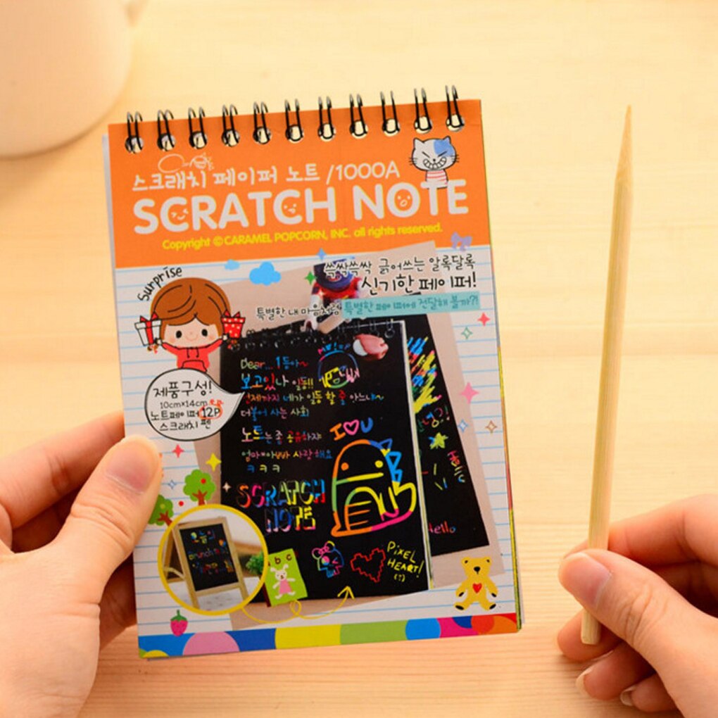 FangNymph Magic Drawing Book DIY Scratch Notebook Black Cardboard As For Kids