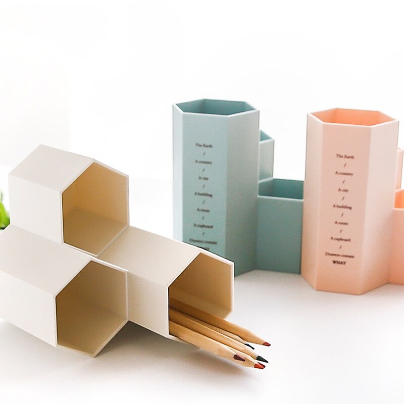 Kreative Einfache Stil Sechs Prisma Stift Halfter Schule Büro Schreibwaren PS Sechseckigen Bleistift Stand Organizer Kasten Schüler Versorgung