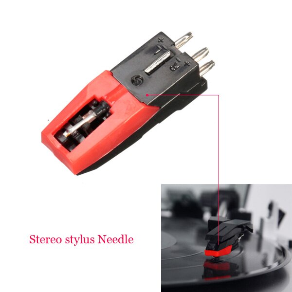 2 Pcs Turntable Diamond Stylus for Phonograph Turntable Vinil Lp Gramophone Record Needles Accessories Stylus & Red & Black and