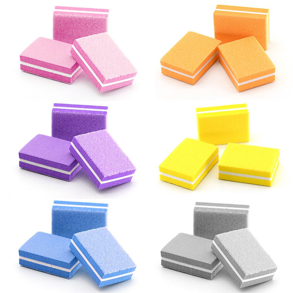 Mini bloques de limado de uñas para manicura , bloque de pulido de uñas de esponja colorida, lijado 100/180, 10/25/50 piezas