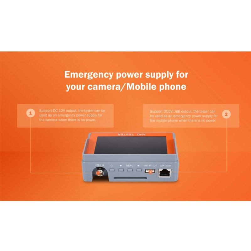 2 in 1 Analog Video With Network Cable Tester 4.3 in TFT LCD Monitor W/ Battery