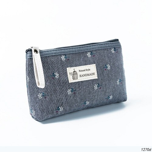 Miyahouse Canvas Kleine Bloemen Bedrukte Maken Up Vrouwelijke Mini Rits Cosmetische Tas Vrouwen Toilettas: 1270d