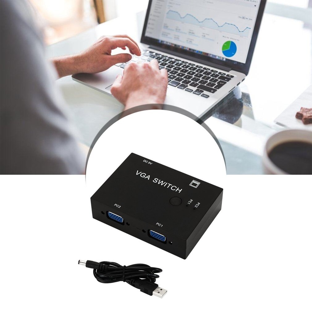Computer Vga Switch Two-In-One-Out Multi-Computer Host Switch Vga Two Hosts Shared Display Device Plug And Play