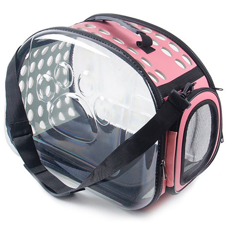 Transportín para mascotas, jaula plegable para perros y gatos, cajón plegable, bolso de mano, bolsas de transporte, suministros para mascotas, bolsa de transporte: Pink