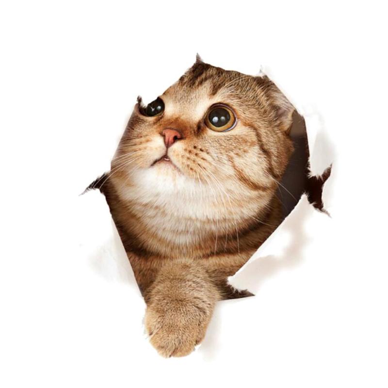 Cartoon dieren 3d toilet stickers op de toiletbril schattige katten pvc muursticker badkamer koelkast deur decoratie stickers stickers: Kat 2