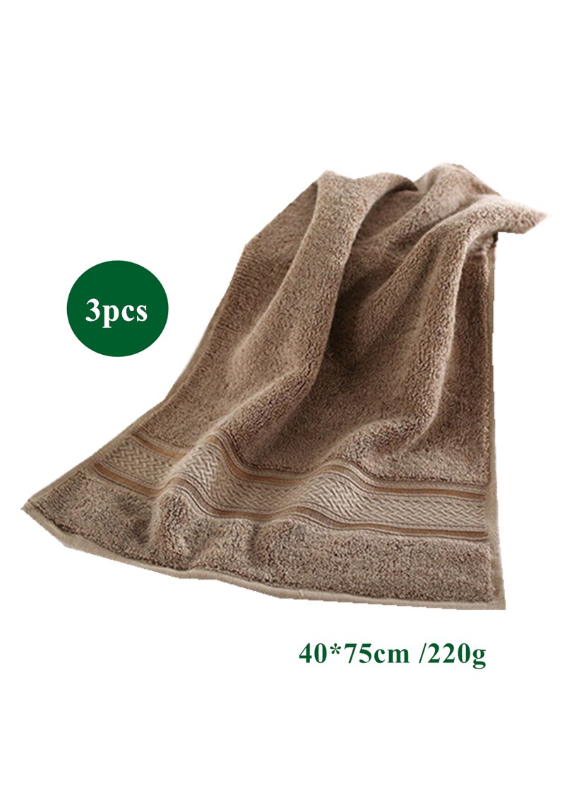 3 stk/parti egyptisk bomuld ansigtshåndklæder badeværelse rejse fitnesscenter hotel håndklæder til voksne 40*75cm superabsorberende frottéhåndklæder: Brun