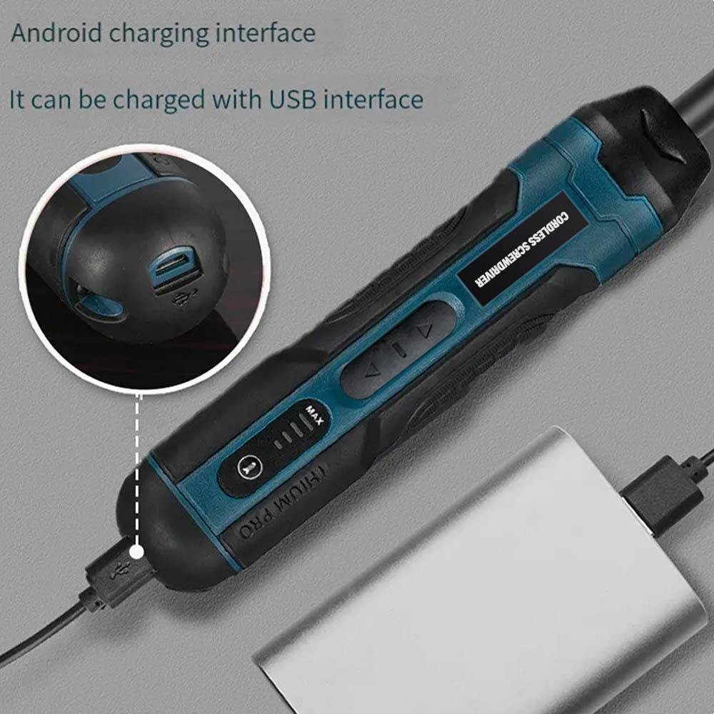 Mini elektrisk skruvmejselsats usb-laddningsbar 1300 mah justeringsborrmaskin multifunktionell demontering vridmoment reparationsverktygssats