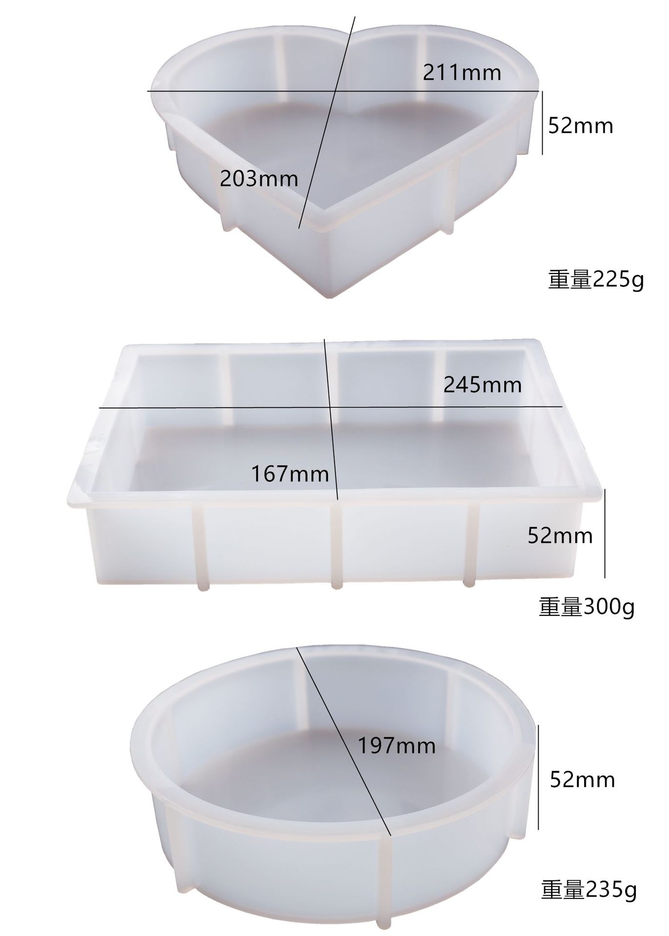 Geometry Large Cube Specimen Love Round Rectangle Mirror Silicone Mold DIY Crystal Epoxy Resin Mold