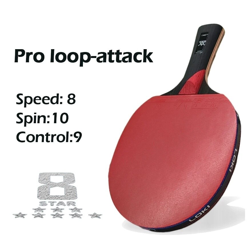 8 Star Ping Pong Racket Loop-Attack 7 Wood Blade Table Tennis Racket Paddle Pingpong Bat With Sticky Rubber -40