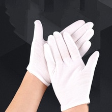 Guantes Blancos de algodón, 1 par, dedo completo, para hombres, mujeres, camareros/conductores/joyería/trabajadores, guantes de absorción de sudor, Protector de manos