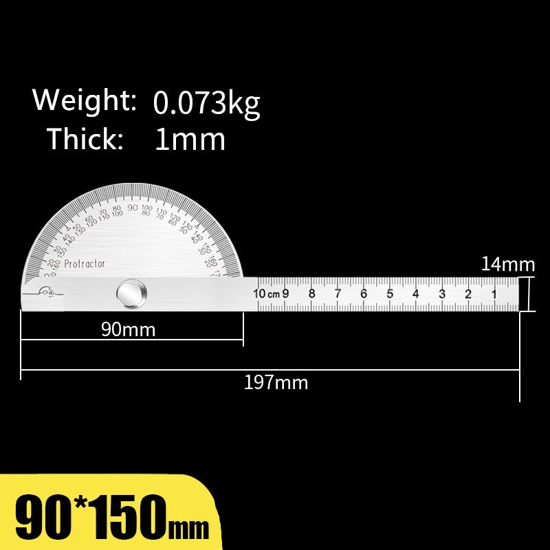 1@#Protractor Angle Ruler Gauge Stainless Steel Angle Gauge Square 180 Degree Semicircle Woodworking Square: A