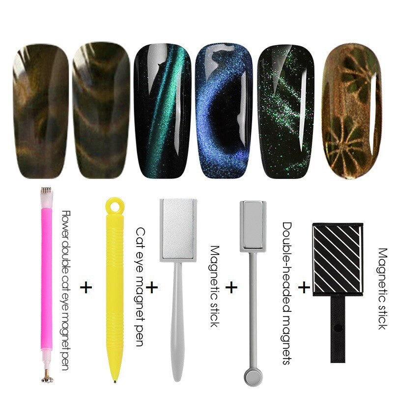 Nail Magnetic Stick Cat Eye Top Coat Set Magnet Stick Pen Painting Gel Nail Varnish Magnet Tools: A3