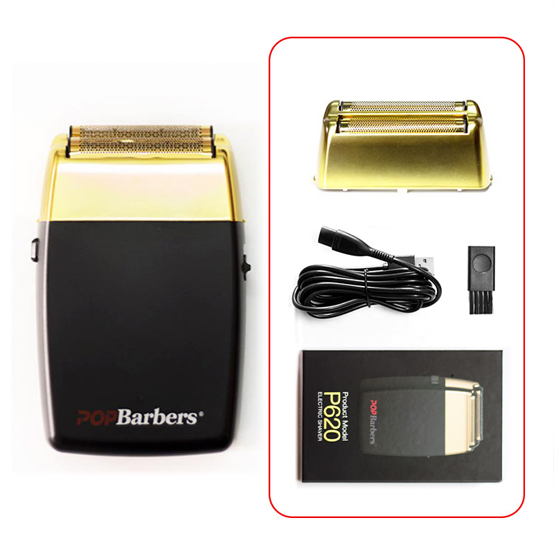 11000 RPM POP Barbers P620 Electric Men's Beard Trimmer Double Foil Shaver Electric Shaver USB Hair Cutting Machine: Chocolate