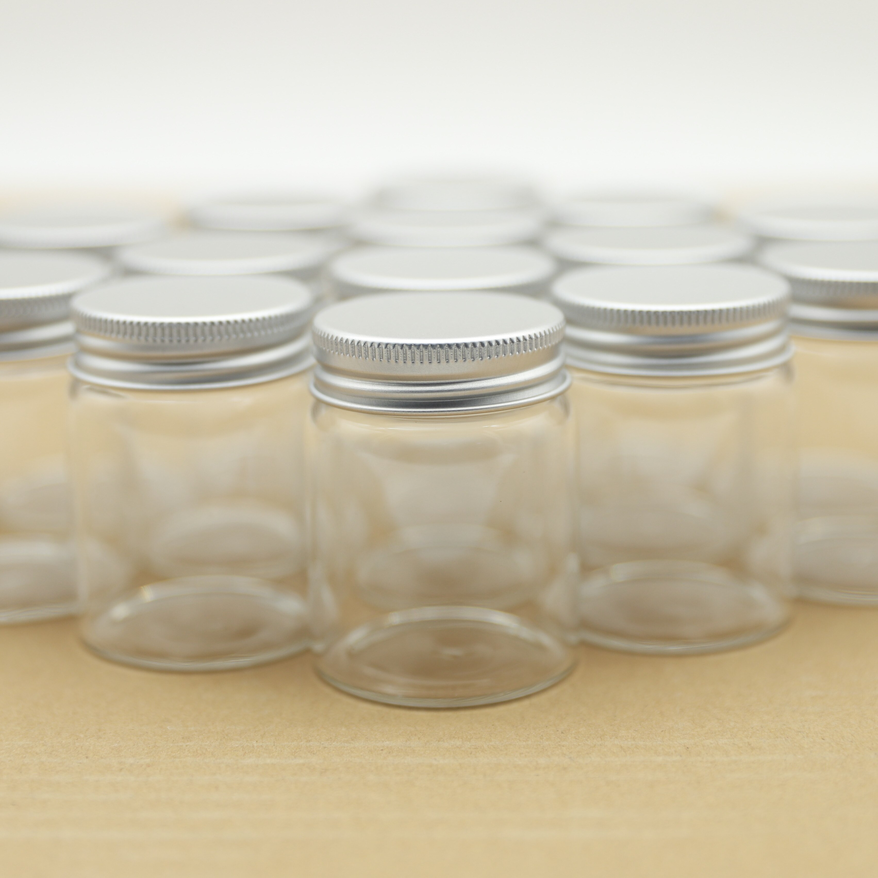 12pcs 47*60mm 60ml small Glass Bottle jars Silver Screw Cap mini Jars DIY Craft Transparent jars empty Vial bottles