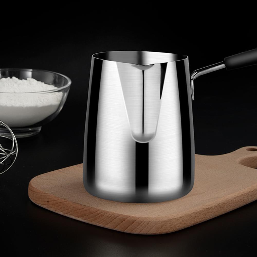 Espresso höyryävä kannu latte maito vaahdotuskannu vaha metallinen pannu kahvi kynttilän kahva pannu toroidi sula saippua sulaa pitkä kannu  j7 f 8