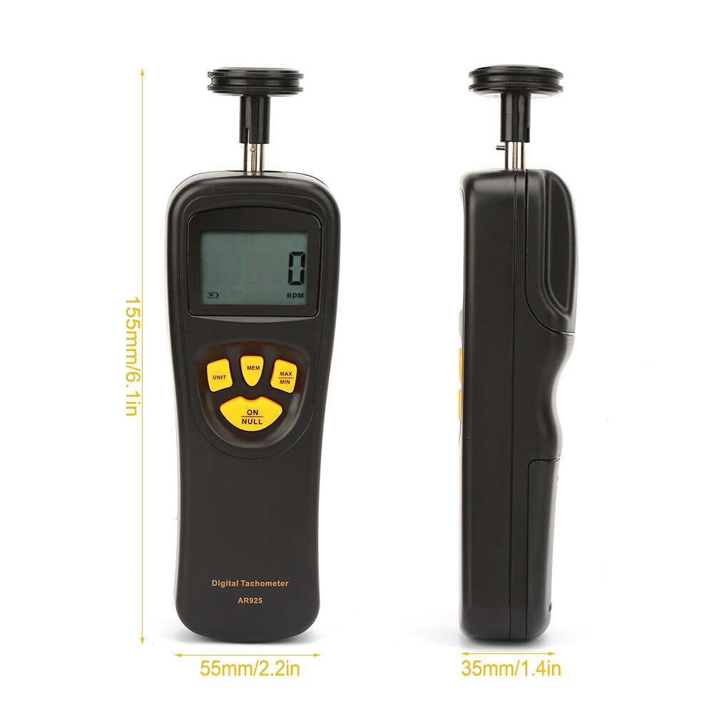 Digital Tachometer Contact Motor Tachometer RPM Meter Digital Tach Speedometer 0.05~19999.9m/Min 0.5~19999RPM Smart Sensor AR925