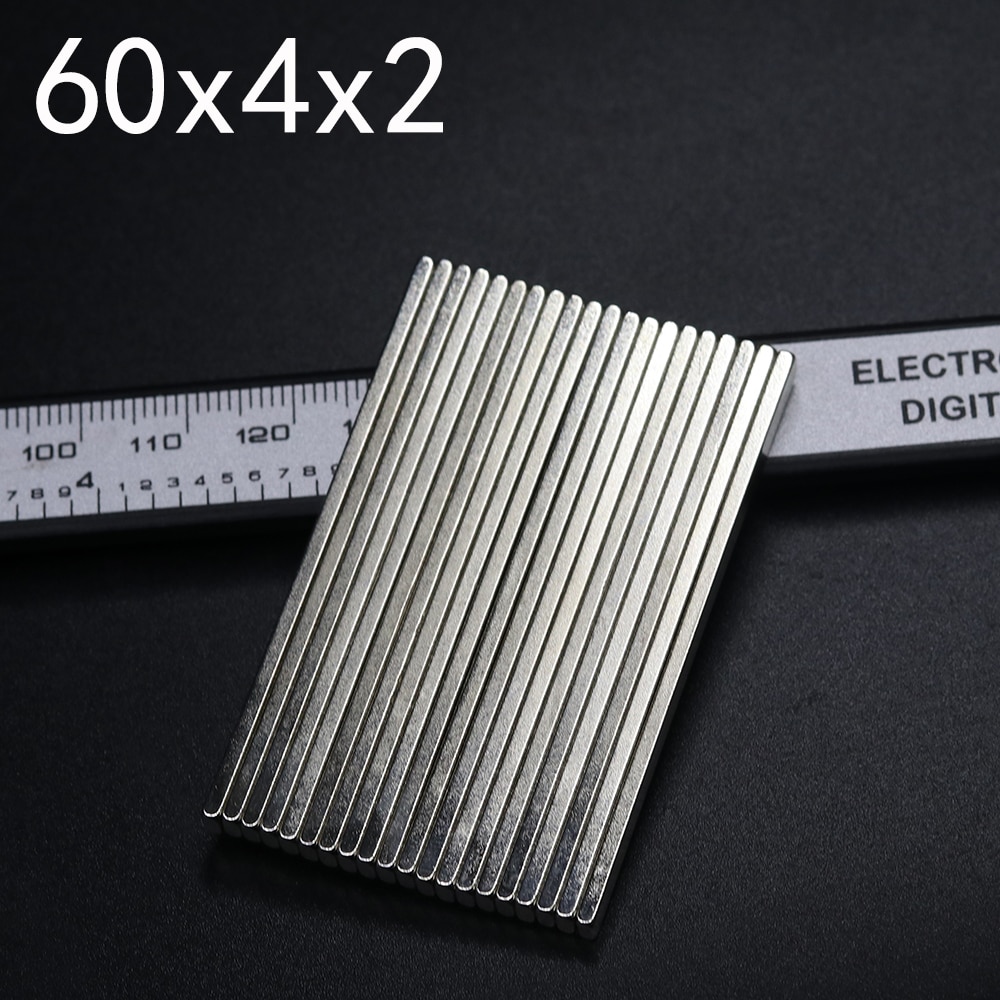 2/5/10/20Pcs 60X4X2 Neodymium Magneet 60Mm X 4Mm X 2Mm N35 Ndfeb Blok Super Krachtige Sterke Permanente Magnetische Imanes